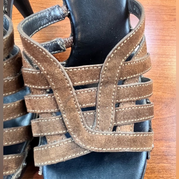 Cole Haan Strappy Heels Brown Leather Slide Sz 10 Made in Brazil - Picture 3 of 16